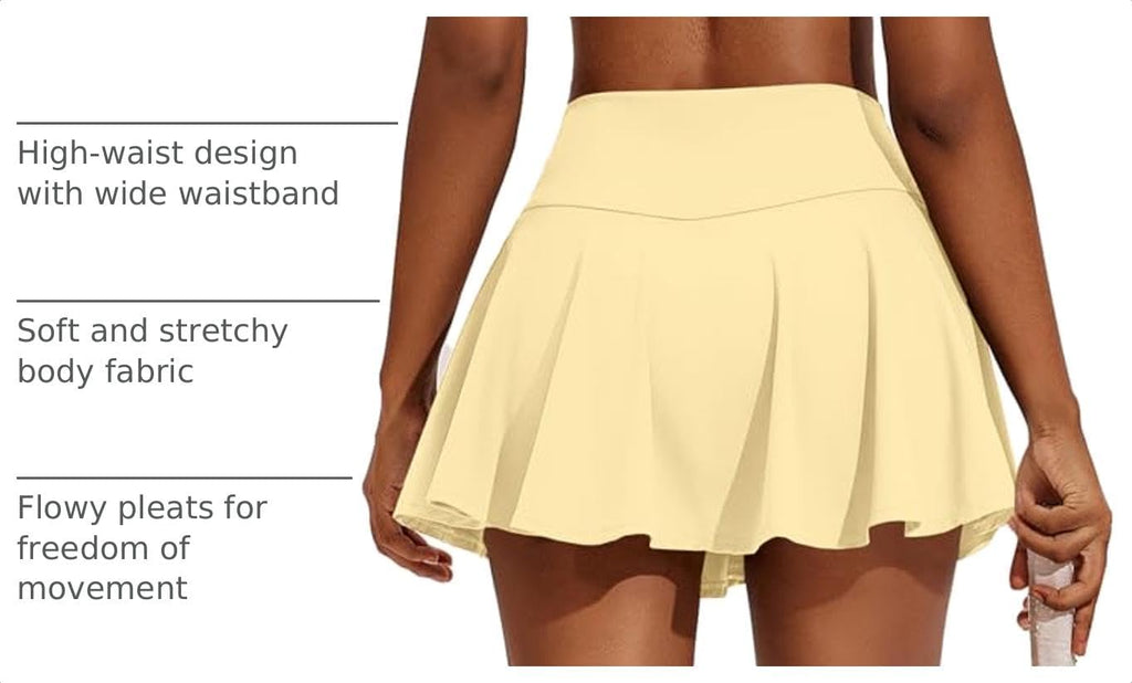 PINSPARK Womens Tennis Skirt 14" Pleated Athletic Golf Skorts with Pockets