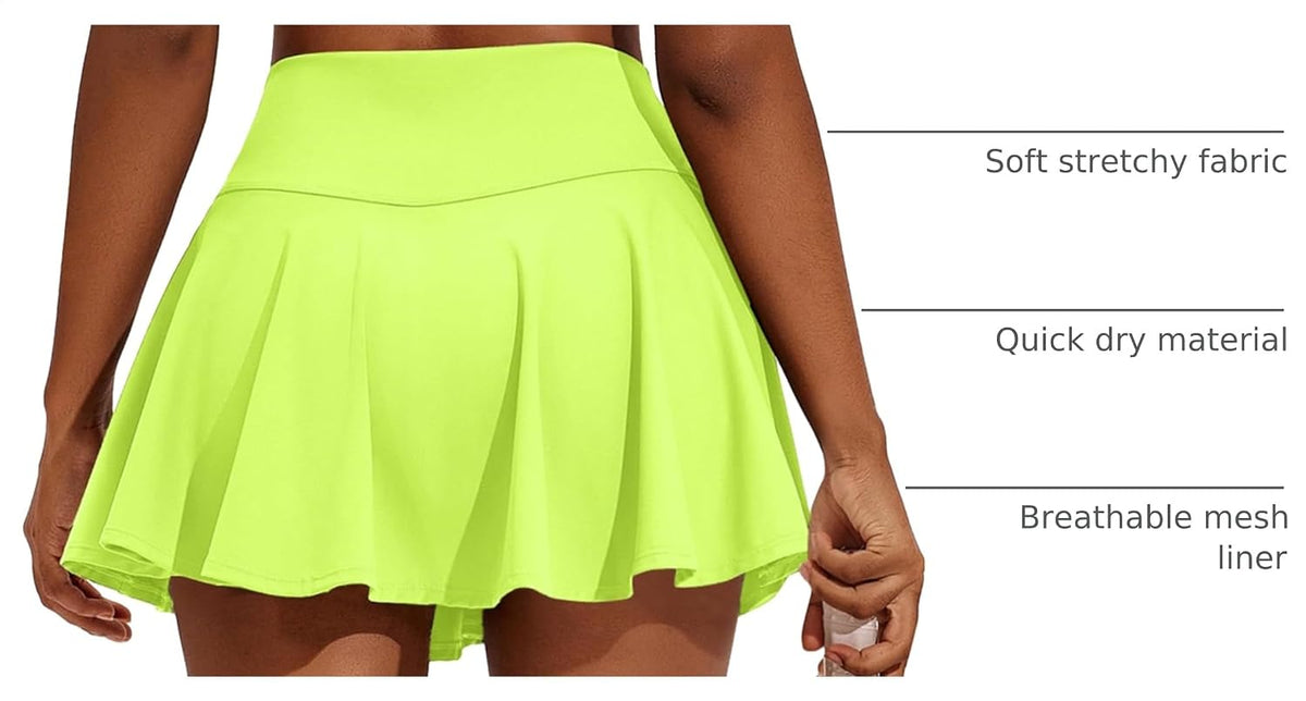 PINSPARK Womens Tennis Skirt 14" Pleated Athletic Golf Skorts with Pockets