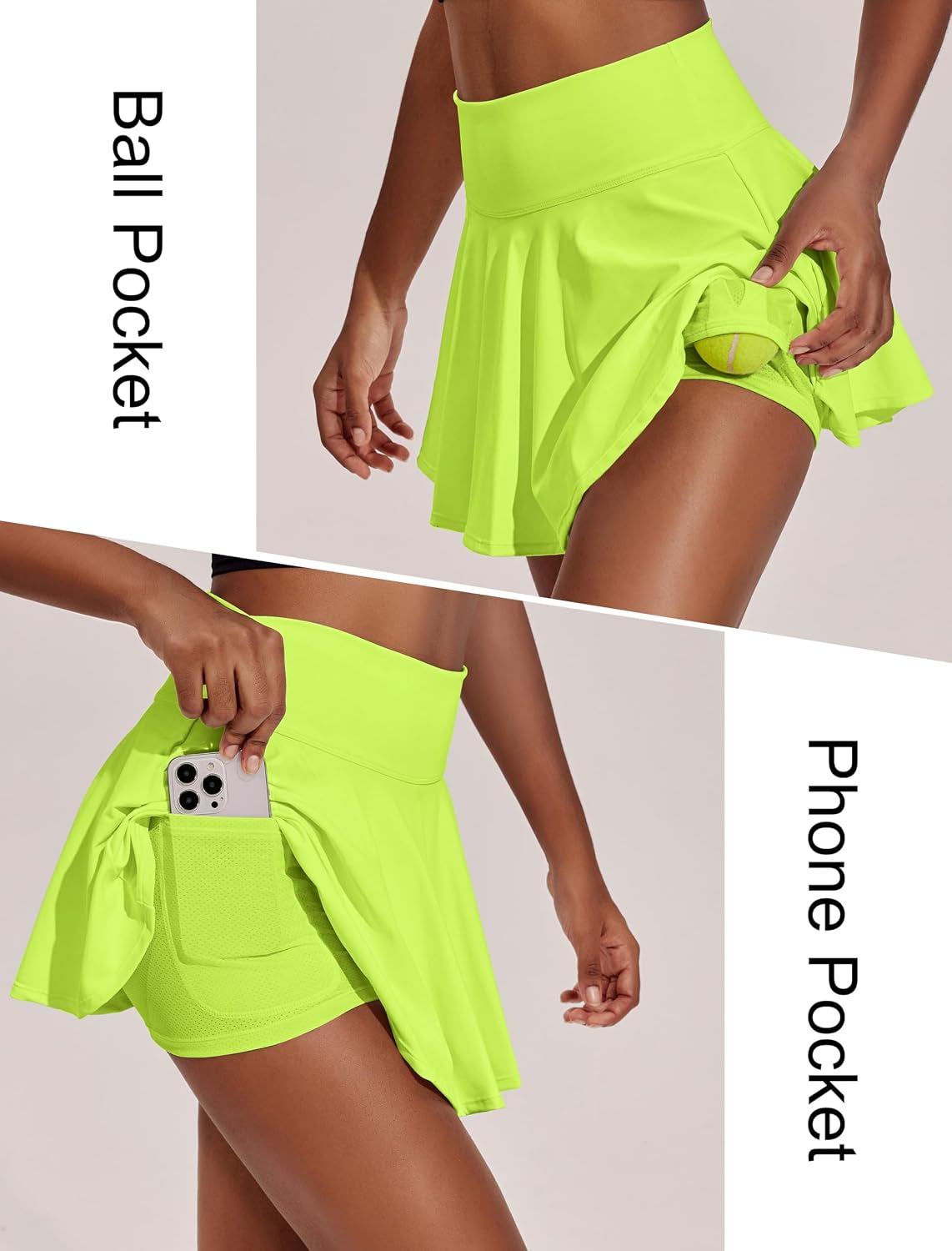 PINSPARK Womens Tennis Skirt 14" Pleated Athletic Golf Skorts with Pockets