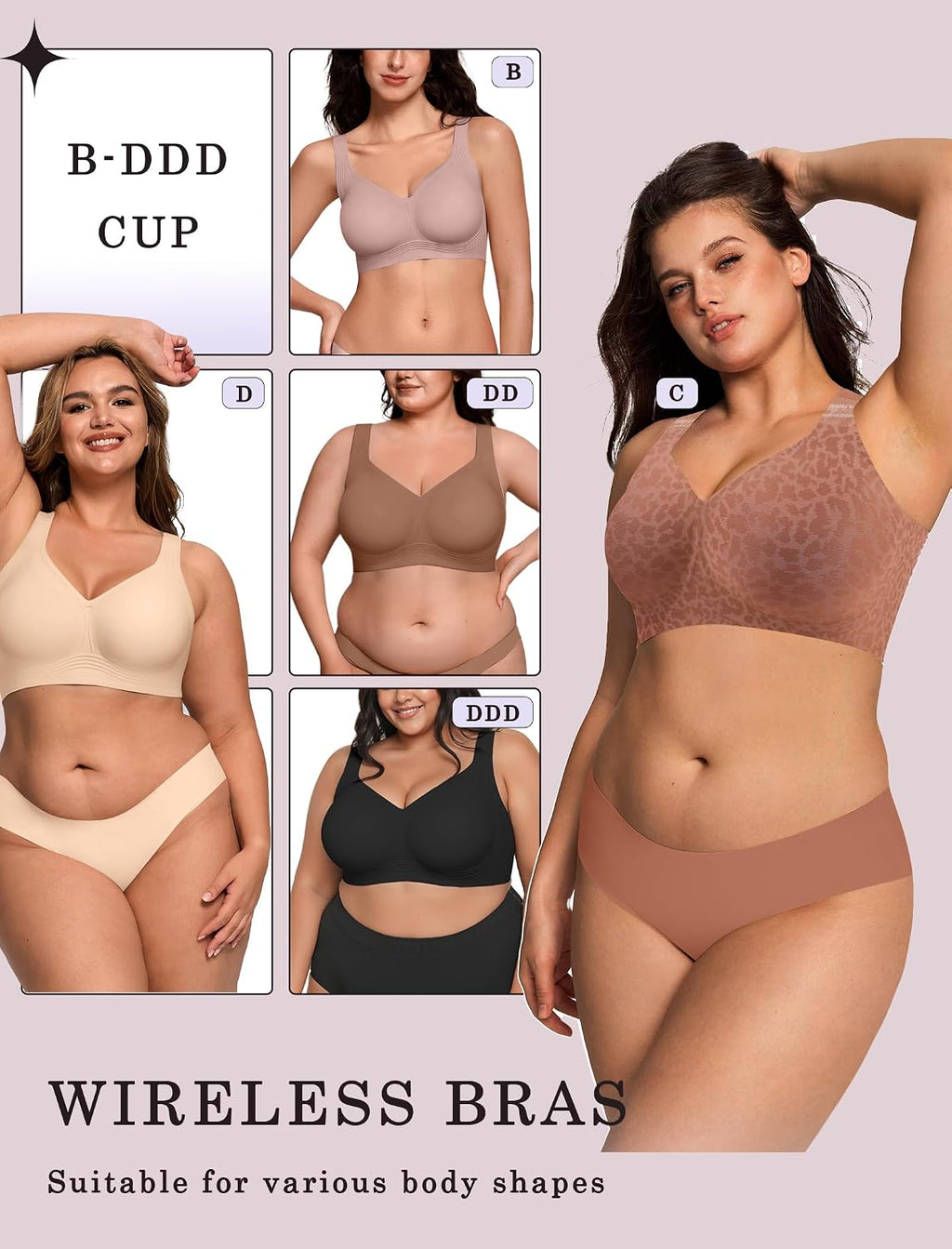 OEAK Womens Wireless Jelly Bras Plus Size Support Push Up Comfortable Bra